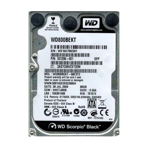 WD800BEKT - Western Digital 80GB 7200RPM 2.5" SATA HDD