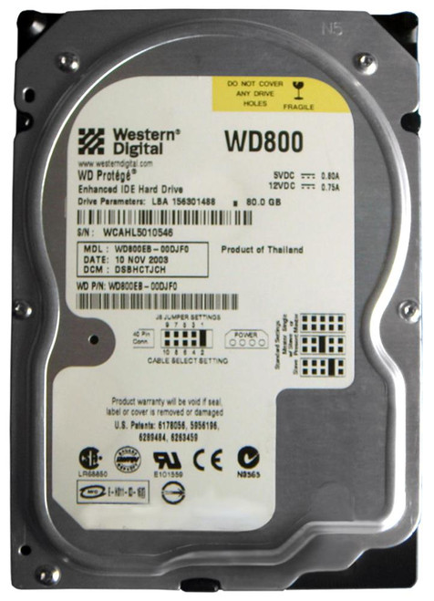 WD800EB Western Digital Protege 80GB 5400RPM ATA-100 2MB Cache 3.5-inch Internal Hard Drive