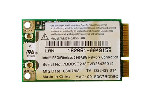 WM3945AGM1WB - Intel 54Mbps 802.11abg Mini PCIe Network Adapter