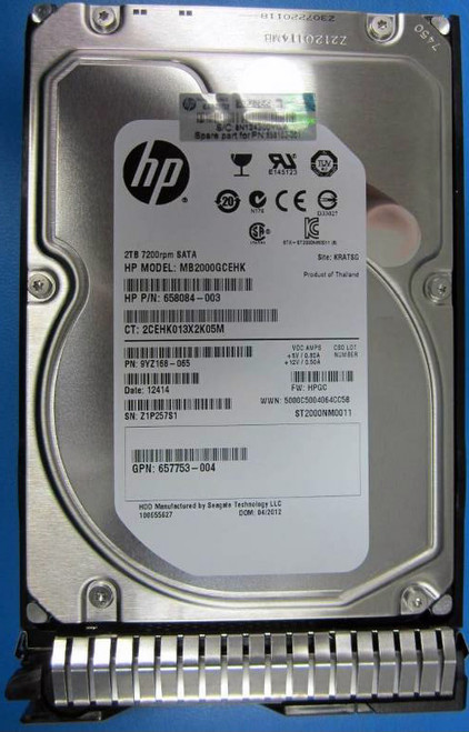 658079-B21 - HP 2TB 7200RPM SATA 6Gbps Midline 3.5-inch Internal Hard Drive with Smart Carrier