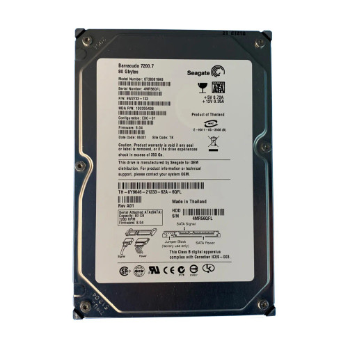 Y9646 - Dell 80GB 7200RPM SATA 3.5" HDD