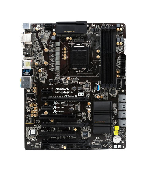 Z87EXTREME4 ASRock Z87 Extreme4 Socket LGA 1150 Intel Z87 Chipset 4th &amp; 4th Generation Core i7 / i5 / i3 / Pentium / Celeron Processors Support DDR3/DDR3L 4x DIMM 6x SATA3 6.0Gb/s ATX Motherboard