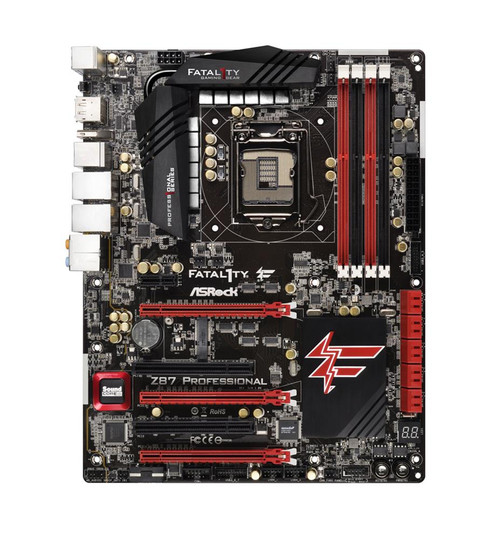 Z87PROFESSIONAL ASRock Fatal1ty Z87 Professional Socket LGA 1150 Intel Z87 Chipset New 4th &amp; 4th Generation Core i7 / i5 / i3 / Pentium / Celeron / Xeon Processors Support DDR3 4x DIMM 6x SATA3 6.0Gb/s ATX Motherboard