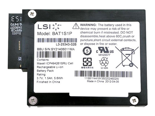 L3-25343-07B - LSI Logic MegaRaid 3.7V 1.59AH 5.6Wh Battery Backup Unit for LSI 9260 / 9261 / 9280 Series