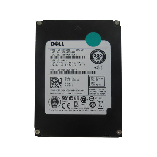 6K55X - Dell 200GB SAS 6Gb/s 2.5" Hot-Plug SSD