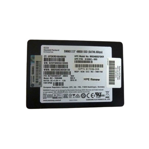 816962-003 - HP 480GB SATA 6Gb/s 2.5" SSD