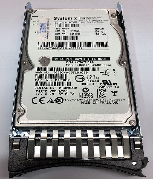 IBM 81Y9652 900gb 10000rpm Sas 6gbps 2.5inch Sff Hot Swap Hard Drive With Tray