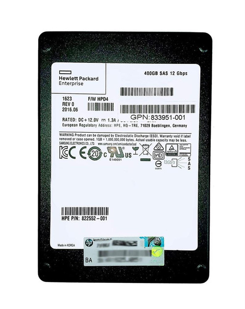 822552-001 - HPE 400GB SAS 12Gb/s 2.5" SSD