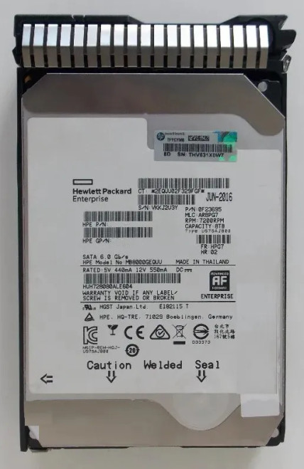 HP 826553-001 8TB 7200RPM SATA 6Gbps LFF 3.5HDD 512e Helium