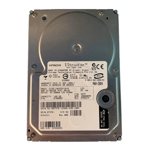 8T576 - Dell 146GB 10K RPM Ultra-320 SCSI 3.5" Hot Pluggable HDD