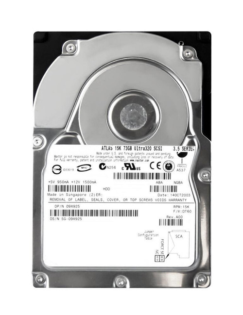 9X925 - Dell 73GB 15000RPM Ultra-320 SCSI 3.5" Hot-Swap HDD
