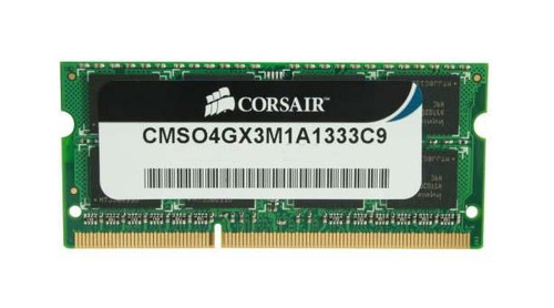 CMSO4GX3M1A1333C9 - Corsair 4GB DDR3-1333MHz CL9 204-Pin SoDimm Memory