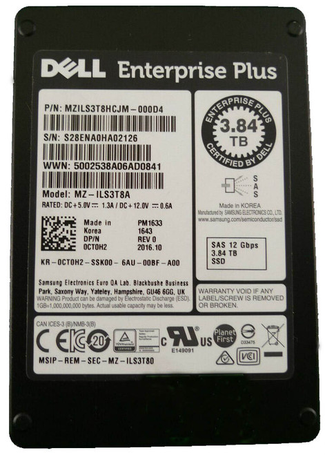 MZ-ILS3T8A - Samsung 3.8TB SAS 12Gb/s 2.5" Read Intensive SSD