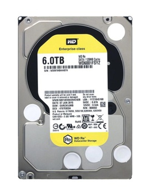 WD6001FSYZ-01SS7B1 Western Digital Re 6TB 7200RPM SATA 6Gbps 128MB Cache 3.5-inch Internal Hard Drive