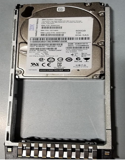 00AK202 - IBM 600GB 10000RPM SAS 6Gb/s Hot-Swappable 2.5-inch Hard Drive for Storewize V5000