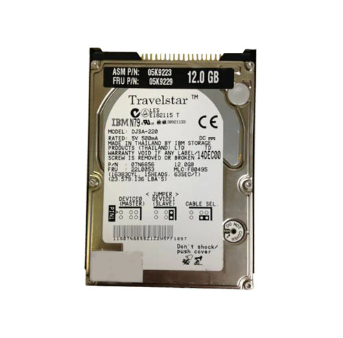 IBM Travelstar 12GN 12GB 4200RPM ATA-66 2.5 Hard Drive for ThinkPad - 05K9229, compatible with ThinkPad laptops