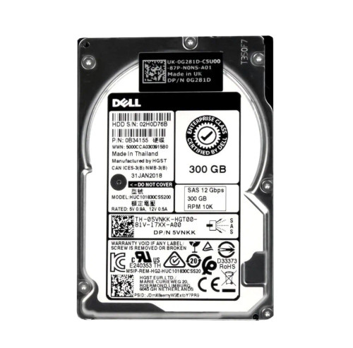 05VNKK - Dell 300GB 10K RPM SAS 12Gb/s 2.5" HDD