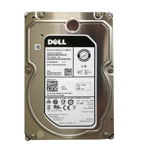 07RCGV - Dell 2TB 7200RPM SAS 12Gb 3.5" Nearline HDD