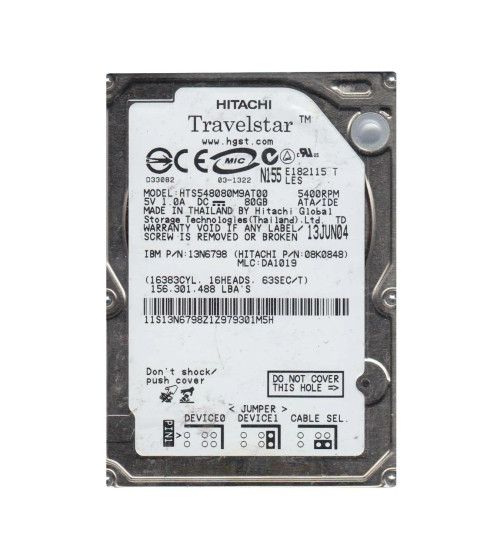 08K0848 - Hitachi 80GB ATA-100 5400RPM 2.5" HDD