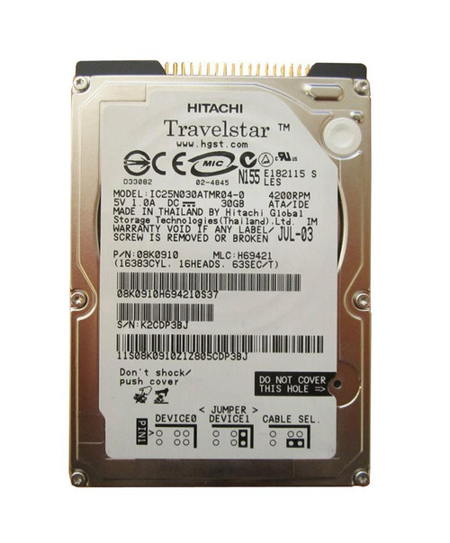 08K0910 - IBM 30GB 4200RPM ATA-100 2.5" HDD
