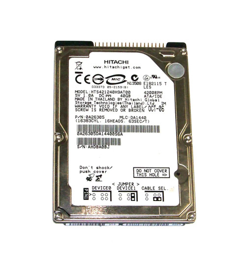 0A26305 - Hitachi 40GB 4200RPM 2.5" IDE HDD