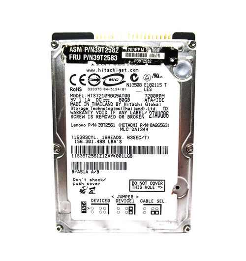 0A26563 - Hitachi 80GB 7200RPM 2.5" IDE 8MB HDD