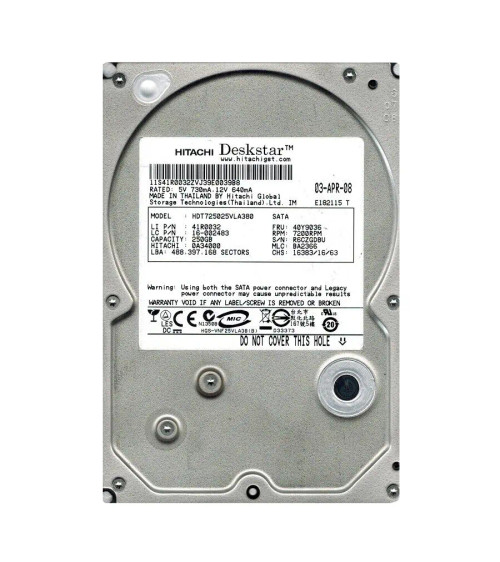 0A34000 - Hitachi 250GB 7200RPM SATA 3.5" HDD