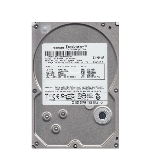 Hitachi 750GB SATA Hard Drive 7200RPM 3.5-inch for ProLiant DL360p Gen8 Servers