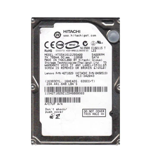 0A50519 - Hitachi 120GB 5400RPM SATA 8MB 2.5" HDD