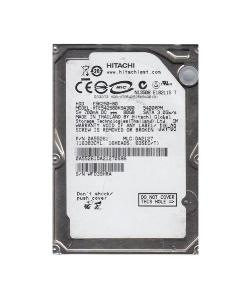 Hitachi 80GB 5400RPM SATA 2.5 Travelstar Hard Drive for ProLiant DL360p Gen8 Servers