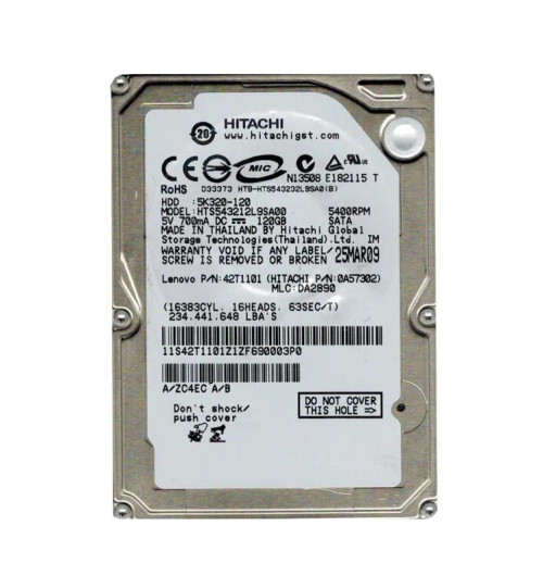 0A57302 - Hitachi 120GB 5400RPM SATA 8MB 2.5" HDD