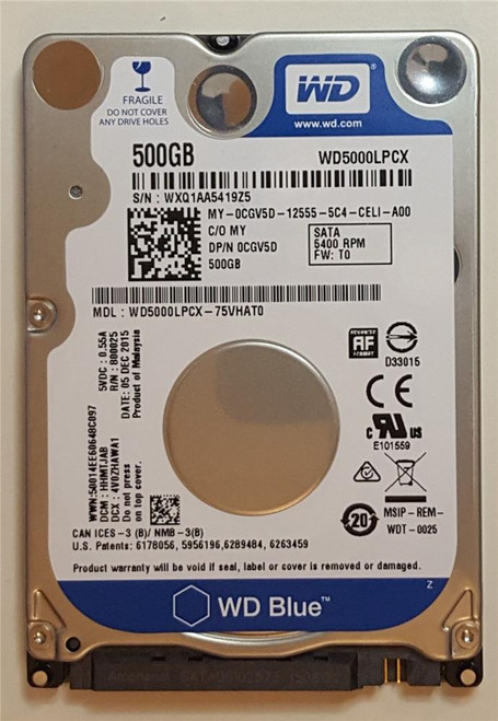 0CGV5D - Dell 500GB 5400RPM SATA 6Gb/s 2.5" HDD