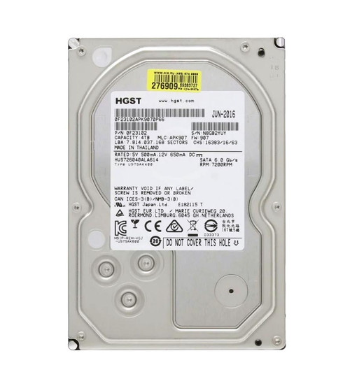 Hitachi 4TB 7200RPM SATA 6.0 Gbps 3.5 128MB Cache Ultrastar Hard Drive for ProLiant DL360p Gen8 servers