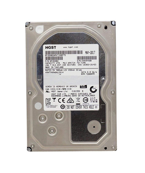 0F26902 - HGST 4TB 7200RPM SATA 6Gb/s 128MB 3.5" HDD