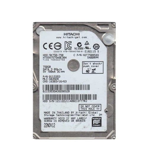 0J15353 - Hitachi 750GB 5400RPM SATA 8MB 2.5" HDD