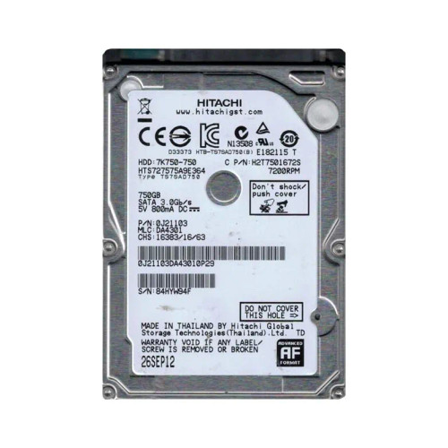 0J21103 - HGST 750GB 7200RPM SATA 3Gb/s 2.5" HDD