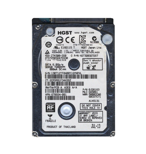 0J26163 - Hitachi 320GB 7200RPM SATA 6Gb/s 2.5" HDD
