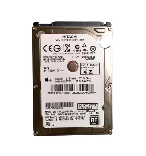 0J27701 - Hitachi Travelstar 5K750 500GB 5400RPM SATA 3Gb/s 8MB Cache 2.5-inch Hard Drive