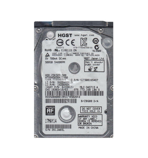 0J33815 - Hitachi 500GB 5400RPM SATA 6Gb/s 2.5" HDD