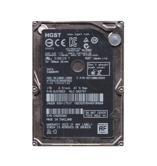 0J37023 - HGST 1TB 5400RPM SATA 6Gb/s 2.5" HDD