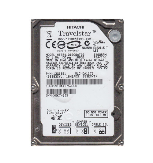 13G1591 - Hitachi 100GB 5400RPM IDE ATA-100 8MB 2.5" HDD