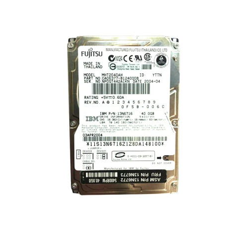 13N6772 - IBM 40GB 5400RPM IDE ATA-100 2.5" HDD