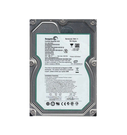 9BX146-505 - Seagate 750GB 7200RPM SATA 3Gb/s 3.5" HDD