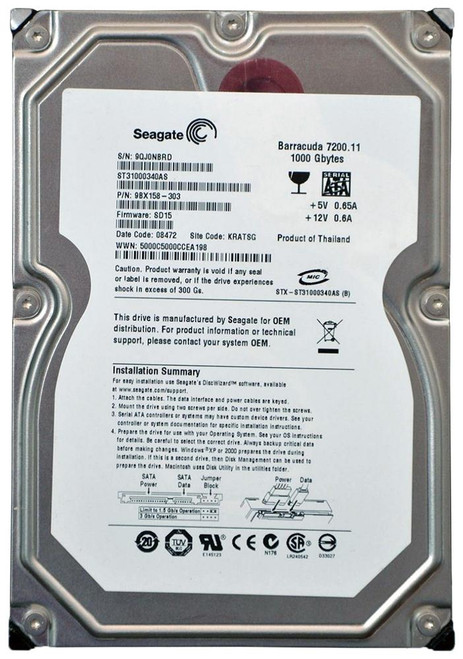 9BX158-303 - Seagate 1TB 7200RPM SATA 3.5" 32MB HDD