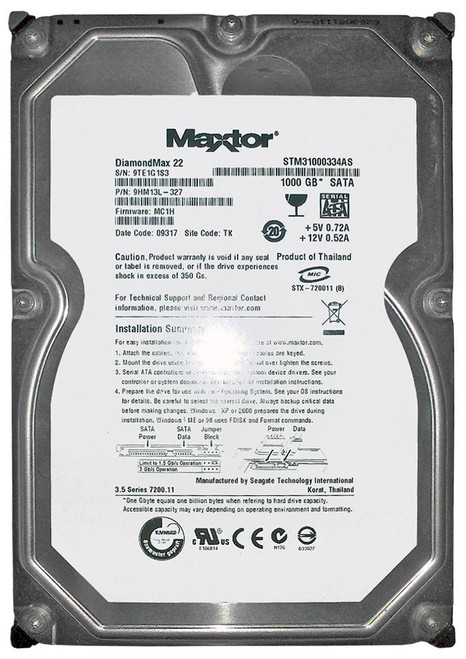 9HM13L-327 - Seagate 1TB 7200RPM SATA 3Gbps 32MB 3.5" HDD