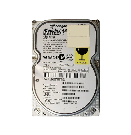 9K2003-031 - Seagate 4.3GB 5400RPM IDE 3.5" HDD