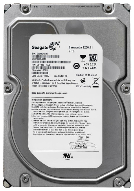 9SY158-568 - Seagate 2TB 7200RPM SATA 3Gb 32MB 3.5" HDD