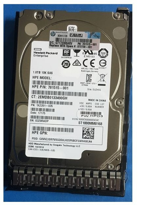 876939-001 HP 1.8TB 10000RPM SAS 12Gb/s 512E Hot-Swappable 2.5-inch Hard Drive