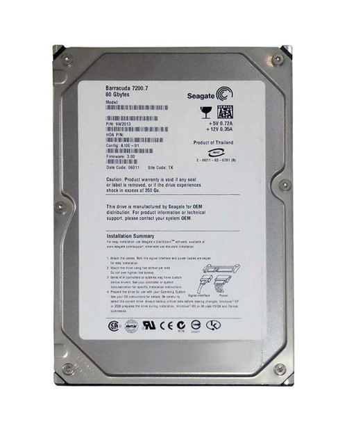 9W2013-101 - Seagate 80GB SATA 7200RPM 3.5" HDD