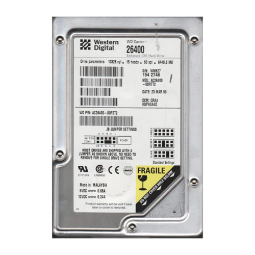 AC26400-00RTT2 - WESTERN DIGITAL 6.4GB 5400RPM EIDE 3.5" HDD